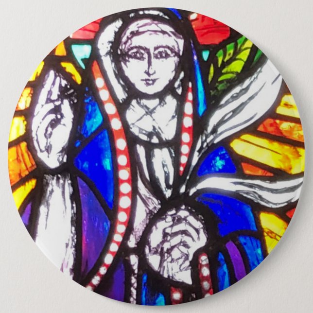 Verbleibendes Glasdesign mit religiöser Abbildung. Button (Vorderseite)