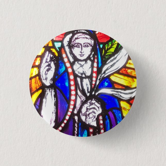 Verbleibendes Glasdesign mit religiöser Abbildung. Button (Vorderseite)