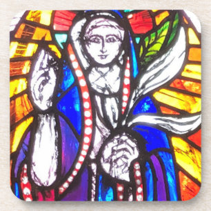 Verbleibendes Glasdesign mit religiöser Abbildung. Getränkeuntersetzer