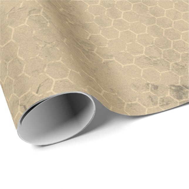 Verbleibte Kraft Gold Honeycomb Bekleidete Grunge  Geschenkpapier (Rolleneckpunkt)
