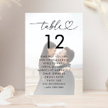 Verblendete Foto-Seating-Chart-Namen für Hochzeits Tischnummer<br><div class="desc">Entdecken Sie Ihre Hochzeitstische mit dieser modernen,  stilvollen Karte mit Herzensschrift,  verblichenem Foto und persönlichen Gastdetails. Fügen Sie einfach Ihre eigenen Daten hinzu,  indem Sie auf die Option "Personalisieren" klicken.</div>