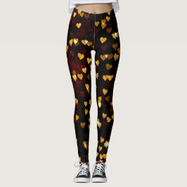 Verblendete Goldene Herzen im dunklen Hintergrund Leggings
