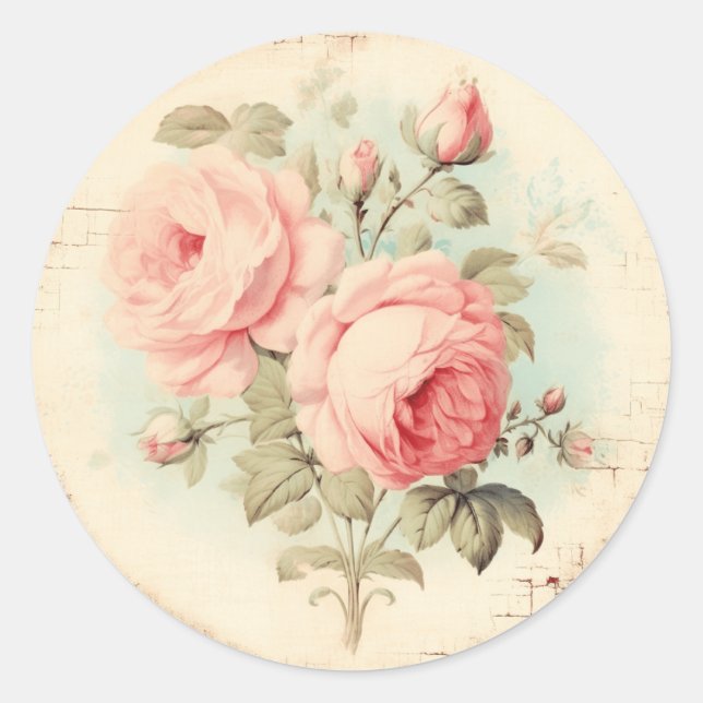 Verblendetes Elegance-Shabby Chic Runder Aufkleber (Vorderseite)