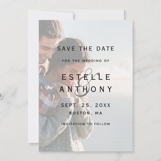 Verblendetes Foto und Hochzeit Save The Date (Vorderseite)