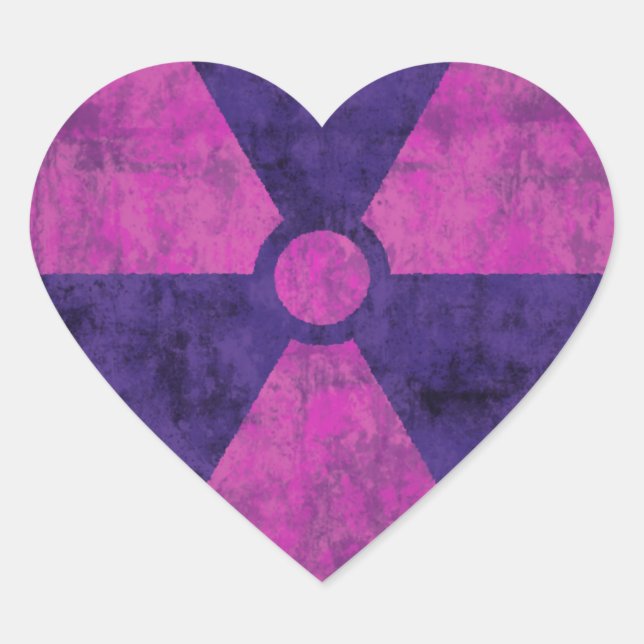 Verblendetes rotes Strahlungssymbol Herz-Aufkleber (Vorderseite)