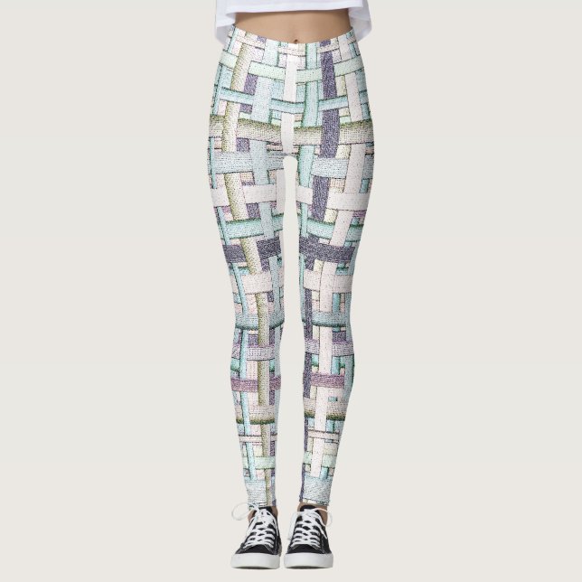 Verblendetes 'Schach' im Stoff- oder Leinwand-Look Leggings (Vorderseite)