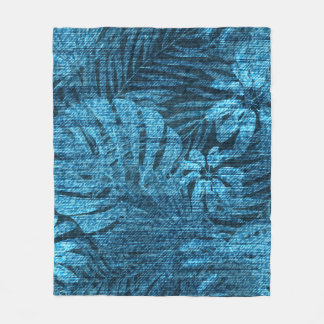 Verblichene Jeans mit tropischen Blätter Fleecedecke