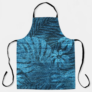 Verblichene Jeans mit tropischen Blätter Schürze