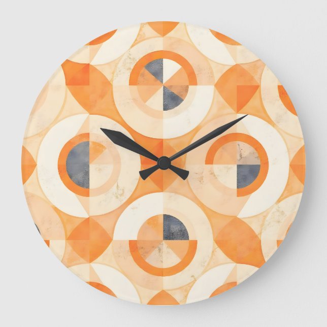 verblichene Terra Geometrics Große Wanduhr (Vorderseite)