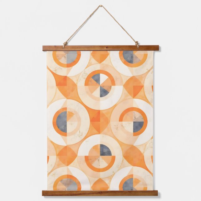verblichene Terra Geometrics Wandteppich Mit Holzrahmen (Vorderseite)