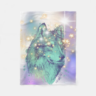 verblichener Sparkle Wolf Fleecedecke