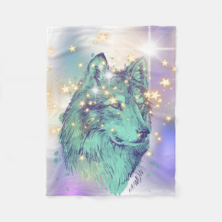 verblichener Sparkle Wolf Fleecedecke