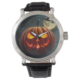 Verblüffende leuchtende Kürbisuhr für Halloween Armbanduhr