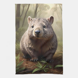 "Verborgen im Busch: Ein australisches Wombat in f Geschirrtuch