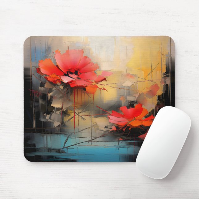 Verborgene Schönheit – Abstrakte Florale Moderne K Mousepad (Mit Mouse)