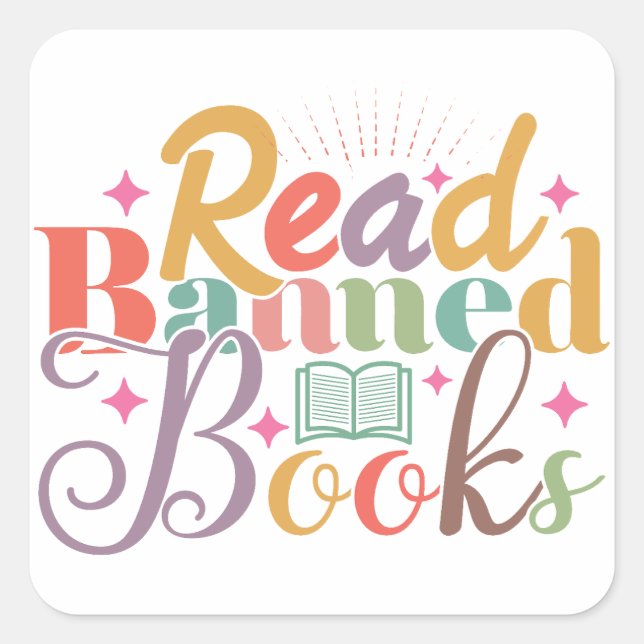 Verbotene Bücher lesen Quadratischer Aufkleber (Vorderseite)