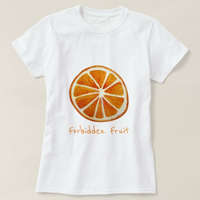Verbotene Frucht-Popkunst des Fruchtslogans T-Shirt (Design vorne)