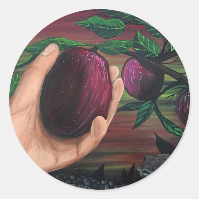 Verbotene Frucht  Runder Aufkleber (Vorderseite)