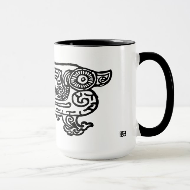 Verbotene kombinierte Tasse des Stadt-Drachen 15oz (Rechts)