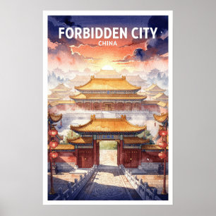 Verbotene Stadt China Vintage Reise Poster