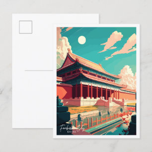 Verbotene Stadt China Vintage-Reiseillustration Postkarte