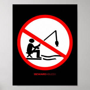 Verbotenes Angeln ohne Zeichen lustige Fische stop Poster