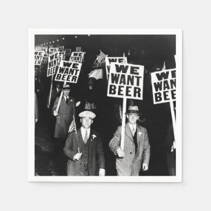 Verbotenes Bier-Protest 1950er Jahre Vintage-Fotog Serviette