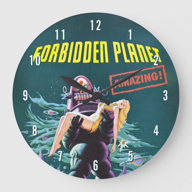 Verbotenes Planet Classic Sci-Fi Movie Poster Große Wanduhr (Vorderseite)