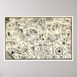VERBOTUNG HARLEM NIGHTLIFE MAP 1926 POSTER