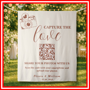 Verbrannt Orange Capture The Love QR Hochzeitskuli Wandteppich
