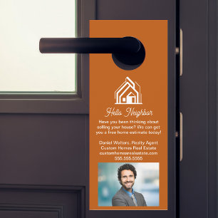 Verbrannt Orange Immobilienunternehmen Werbung Türanhänger