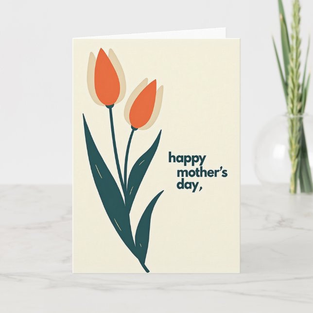 Verbrannt Orange Tulpe Muttertagskarte Karte (Vorderseite)