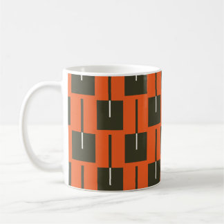 Verbrannte Geometrie Bold Orange & Oliven-Muster-T Kaffeetasse