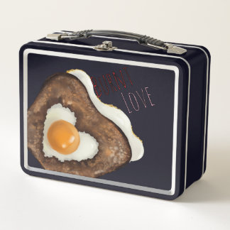 Verbrannte Liebe - Ei in einem Loch (Toast!) Metall Brotdose