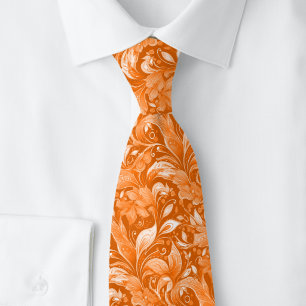 Verbrannte Orange Botanische Batik Krawatte