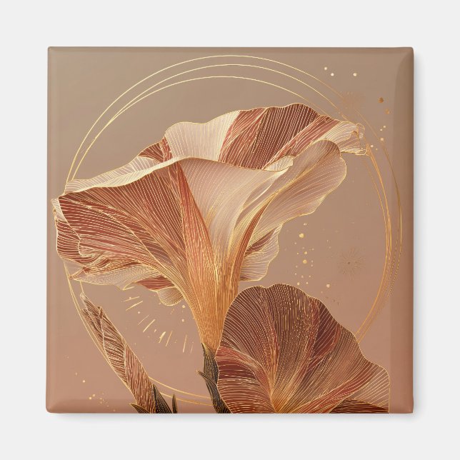 Verbrannte Orange Calla-Lilie Botanisch Magnet (Vorne)