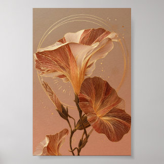 Verbrannte Orange Calla-Lilien-Botanische Illustra Poster