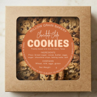 Verbrannte Orange Cottage Cookie-Zutatenliste Aufk Runder Aufkleber