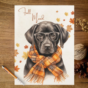 Verbrannte orange Herbstblätter Black Lab Herbst S Postkarte