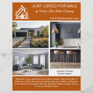 Verbrannte Orange Immobilien-Home-Verzeichnis 2-se Flyer