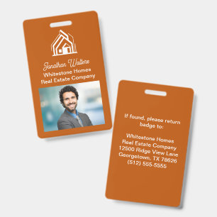 Verbrannte Orange Immobilienunternehmen Benutzerde Ausweis