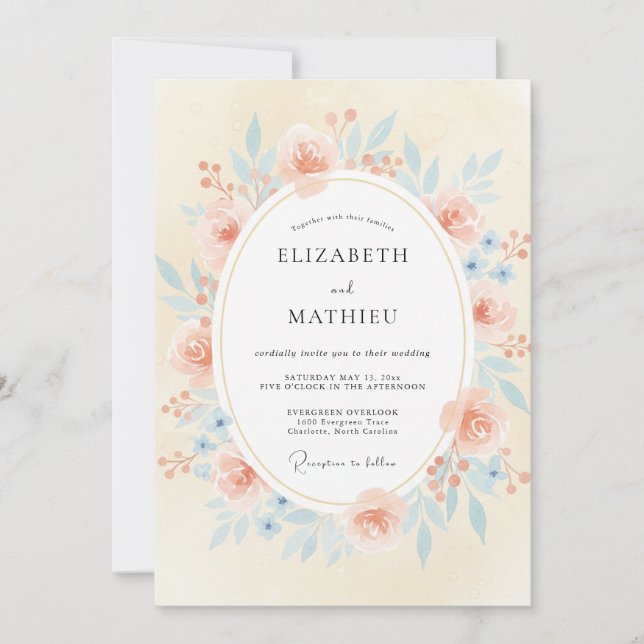 Verbrannte Orange Petal Hochzeit Einladung (Vorderseite)