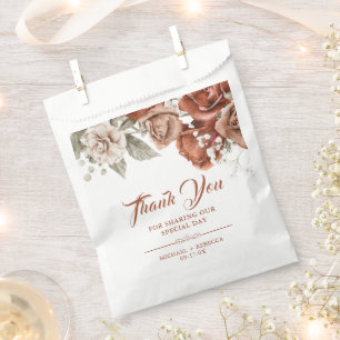 Verbrannte Orange Rosen Terrakotta Blumen Hochzeit Geschenktütchen