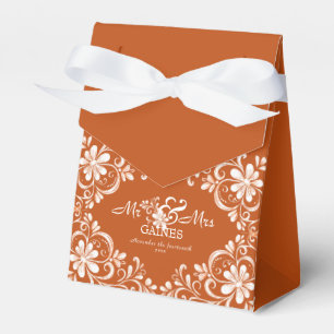 Verbrannte Orange-Rost Mr & Mrs Hochzeitsgunst-Box Geschenkschachtel