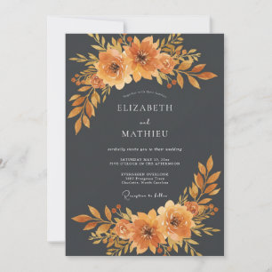 Verbrannte Orange Rustikale Blumenhochzeit Einladung
