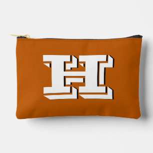 Verbrannte Orange Schulstolz-Farbstil-Monogramm Zubehörtasche