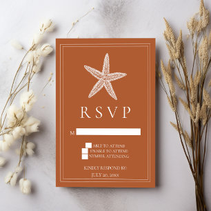 Verbrannte Orange Seestern Hochzeit-RSVP-Karte RSVP Karte