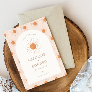 Verbrannte Orange Sonne Retro Boho Save the Date Q