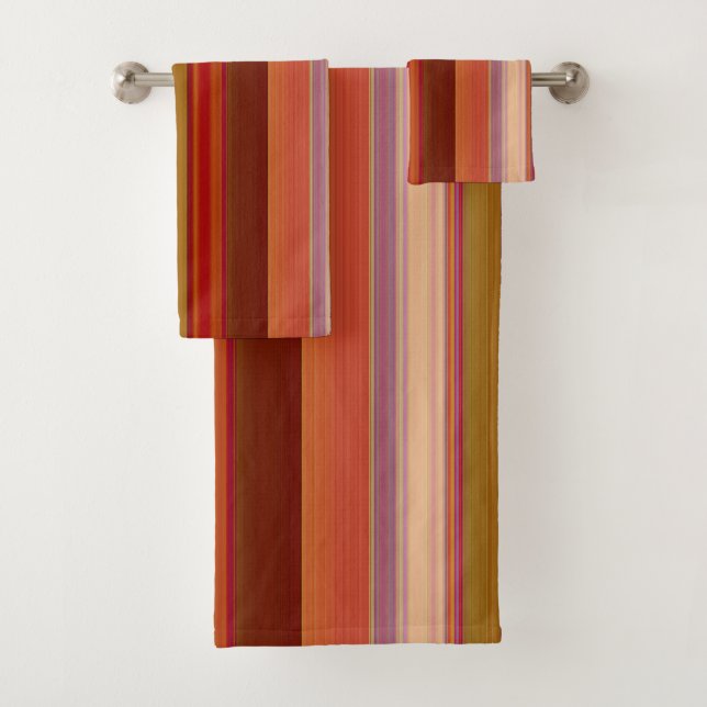 Verbrannte Orange Streifen Badhandtuch Set (Insitu)