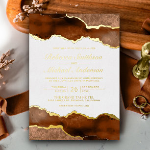 Verbrannte Orange Terrakotta Achat Marmor Hochzeit Folieneinladung